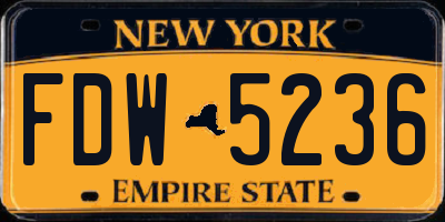 NY license plate FDW5236