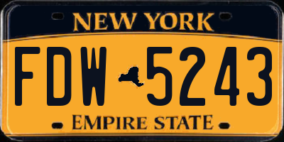 NY license plate FDW5243