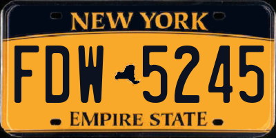 NY license plate FDW5245