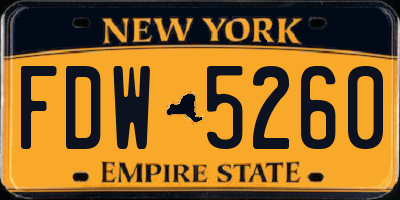 NY license plate FDW5260