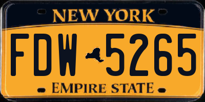NY license plate FDW5265