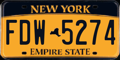 NY license plate FDW5274