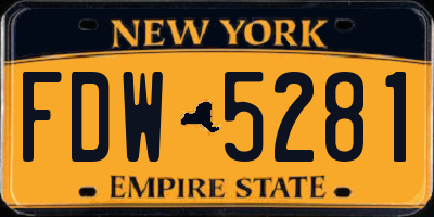 NY license plate FDW5281