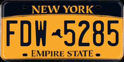 NY license plate FDW5285