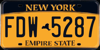 NY license plate FDW5287