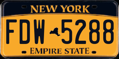 NY license plate FDW5288
