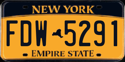 NY license plate FDW5291