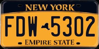 NY license plate FDW5302
