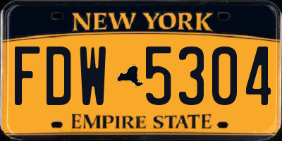 NY license plate FDW5304