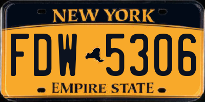 NY license plate FDW5306