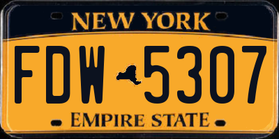 NY license plate FDW5307
