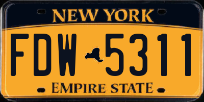 NY license plate FDW5311