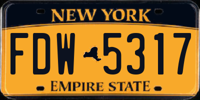 NY license plate FDW5317