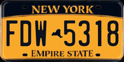 NY license plate FDW5318