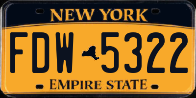 NY license plate FDW5322