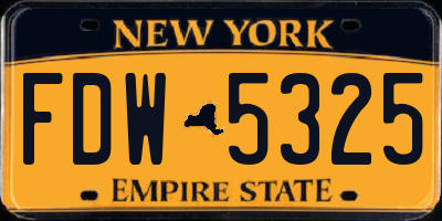 NY license plate FDW5325
