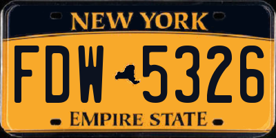 NY license plate FDW5326