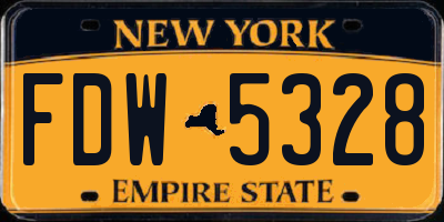 NY license plate FDW5328