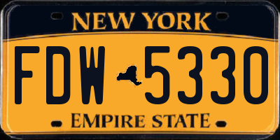 NY license plate FDW5330