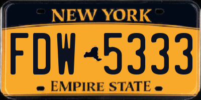 NY license plate FDW5333