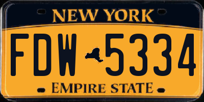 NY license plate FDW5334