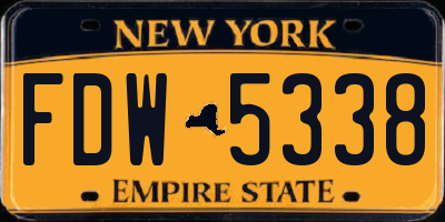 NY license plate FDW5338