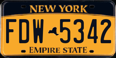 NY license plate FDW5342