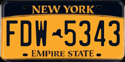 NY license plate FDW5343