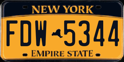 NY license plate FDW5344