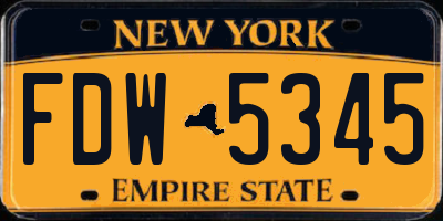 NY license plate FDW5345