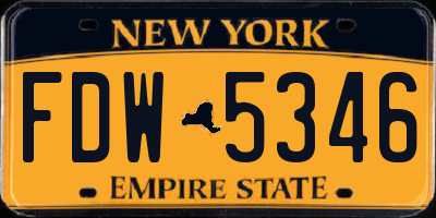 NY license plate FDW5346