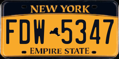 NY license plate FDW5347