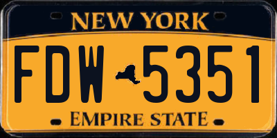 NY license plate FDW5351