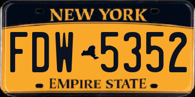 NY license plate FDW5352