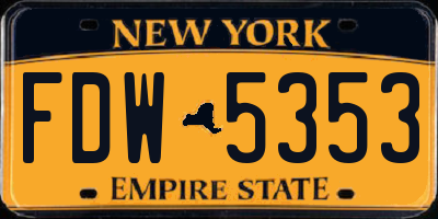 NY license plate FDW5353