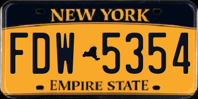 NY license plate FDW5354