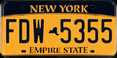NY license plate FDW5355