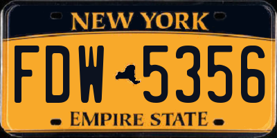 NY license plate FDW5356