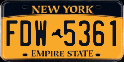 NY license plate FDW5361