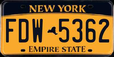 NY license plate FDW5362