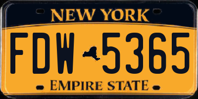 NY license plate FDW5365
