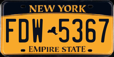 NY license plate FDW5367