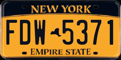 NY license plate FDW5371