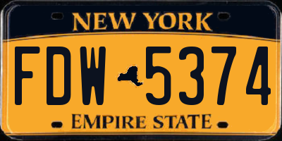NY license plate FDW5374