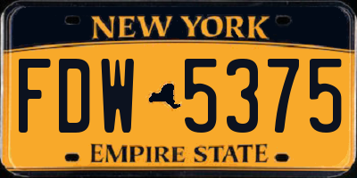 NY license plate FDW5375