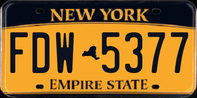 NY license plate FDW5377