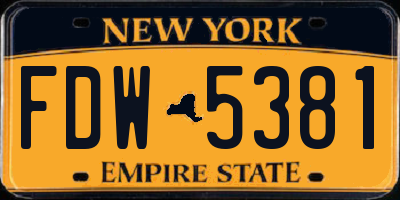 NY license plate FDW5381