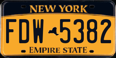 NY license plate FDW5382