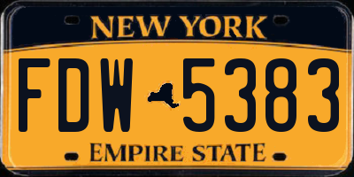 NY license plate FDW5383