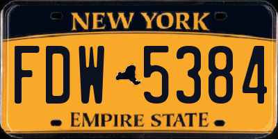 NY license plate FDW5384